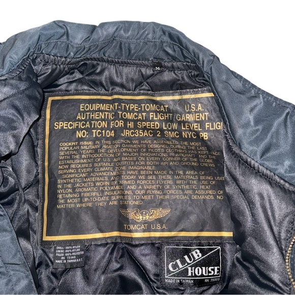 VTG Tomcat USA Military Flight Bomber Black Patches Jacket Punk Gorpcore Sz M - Picture 15 of 16